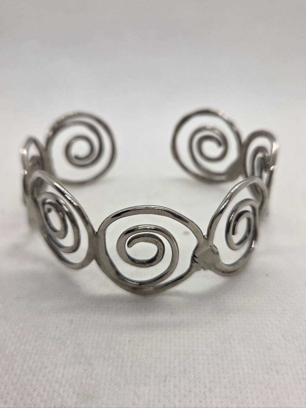 Bracelet In Sterling Silver Spiral Open Cuff Artistic Bracelet ByUnknow Designer